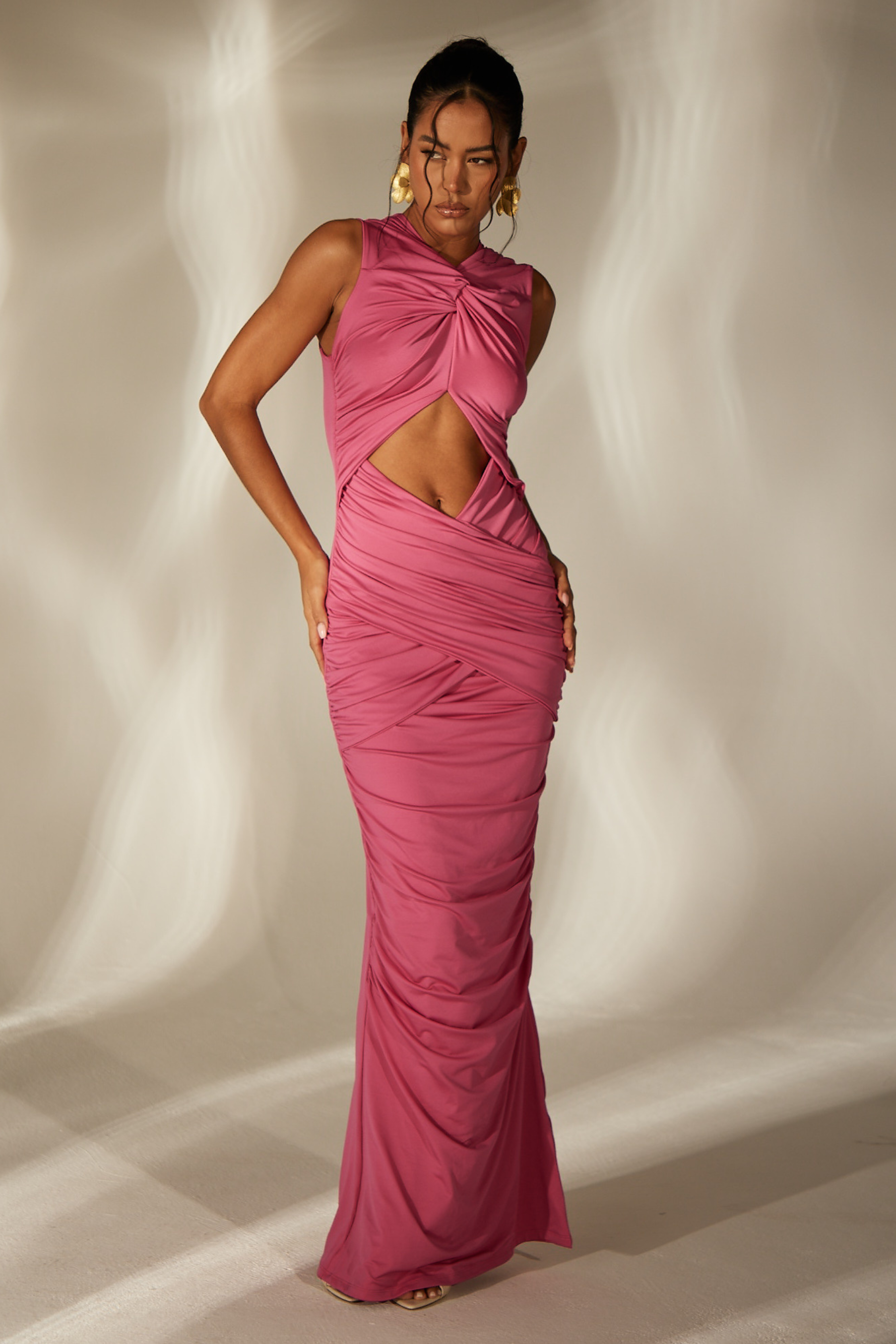 Pink jersey maxi dress – Aria Cove