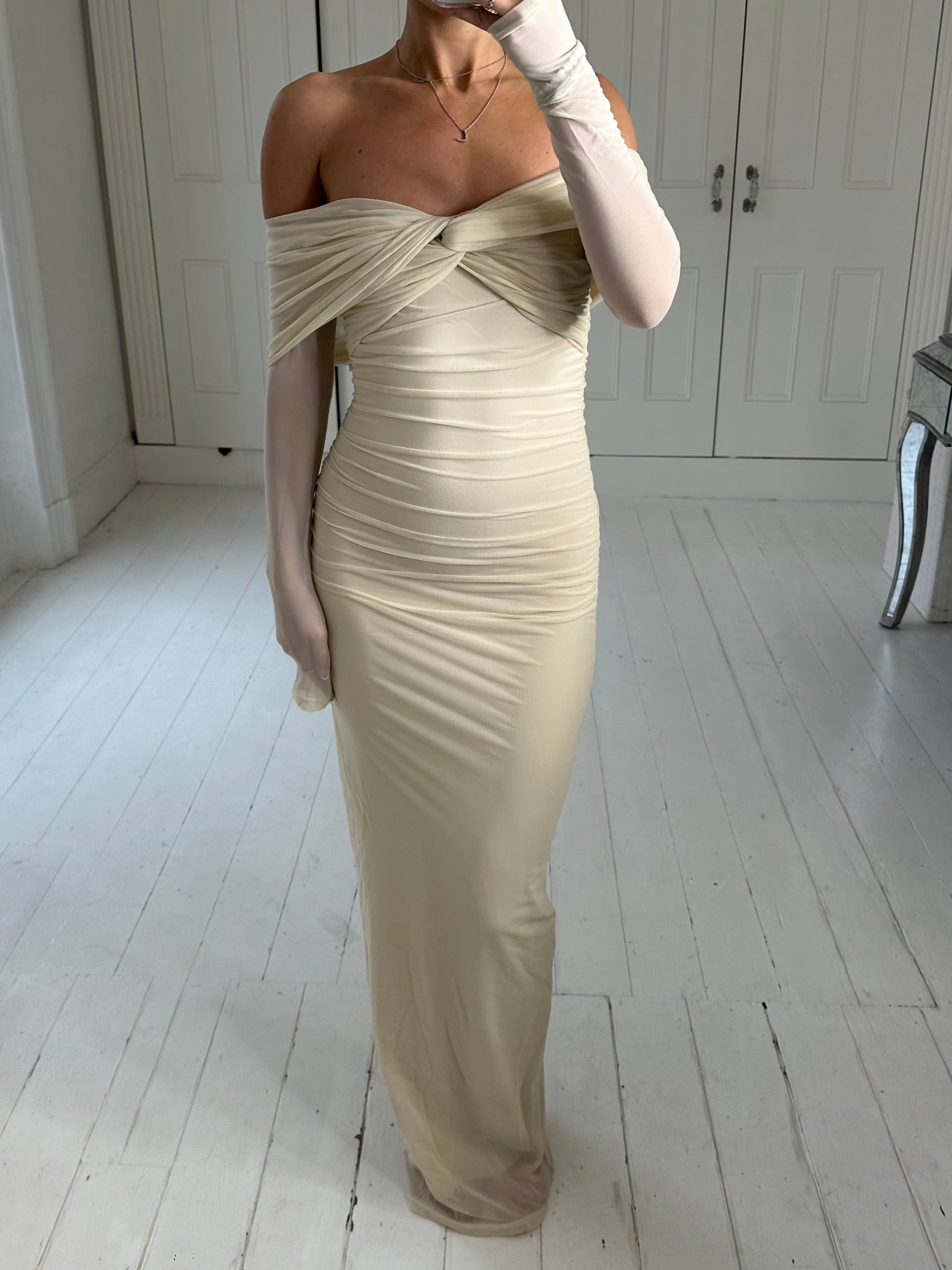 Cream strapless maxi dress size S
