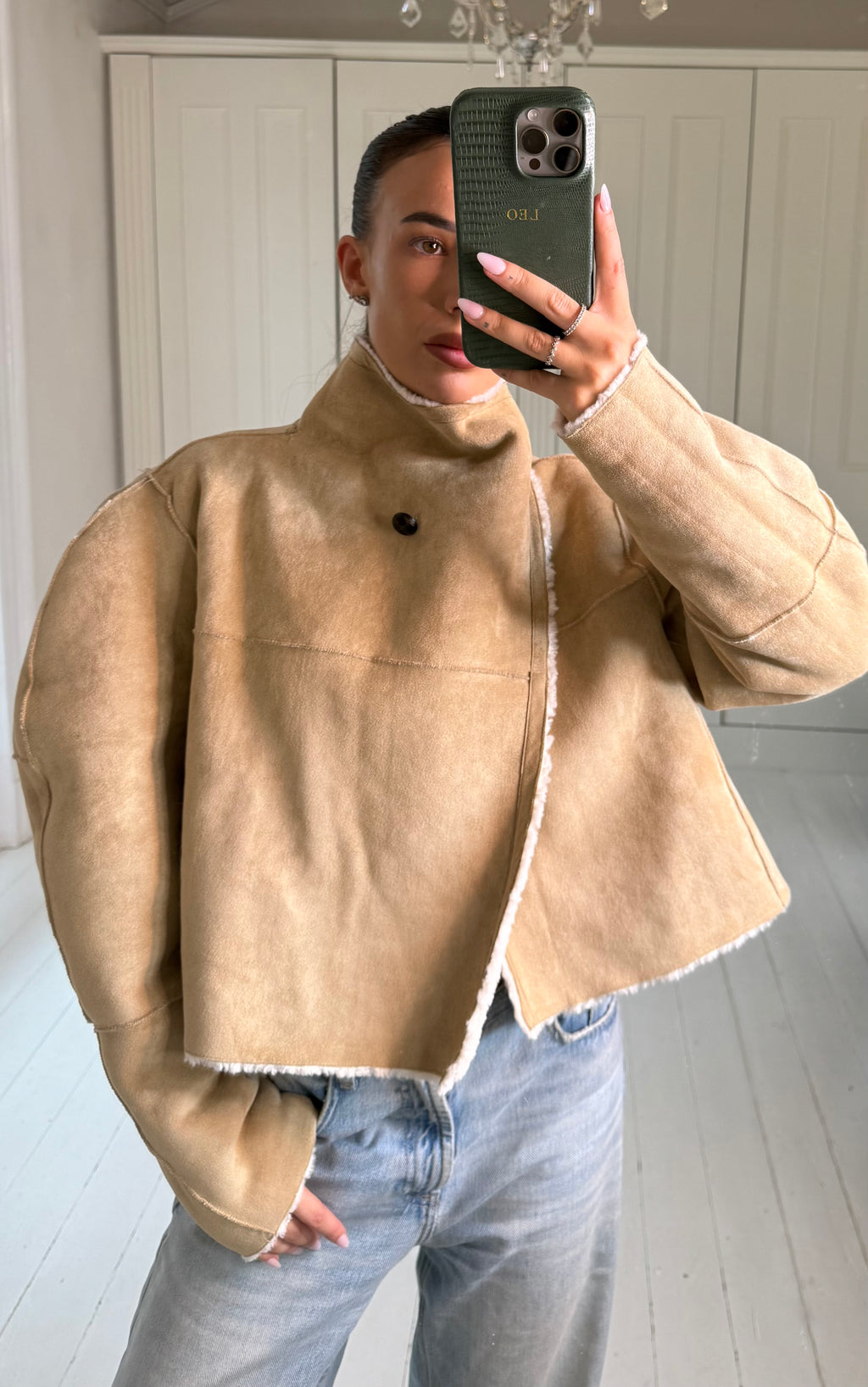 Reversible faux suede jacket