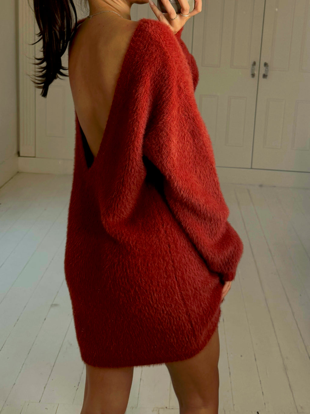 Red knit jumper dress one size