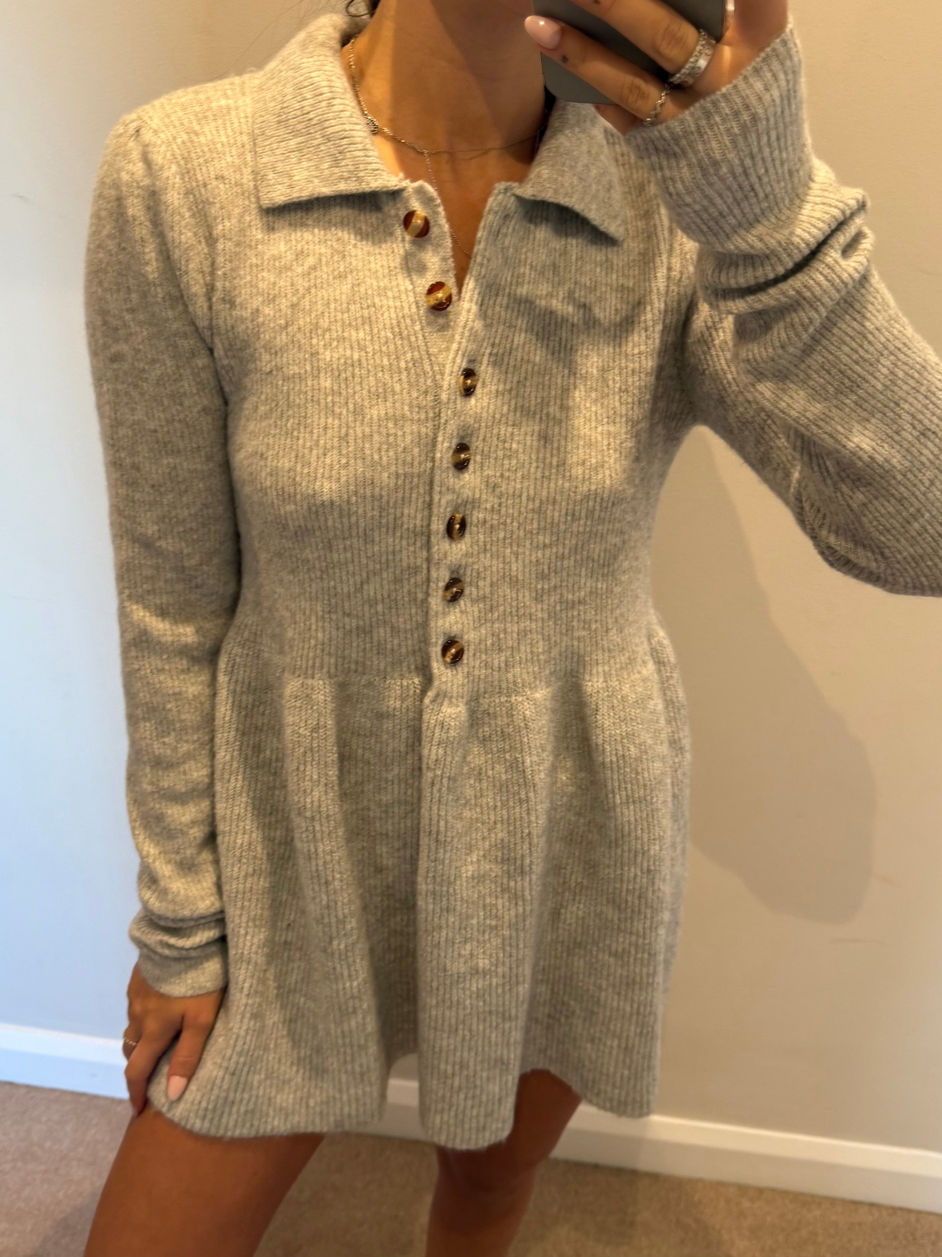 Grey knit mini dress S
