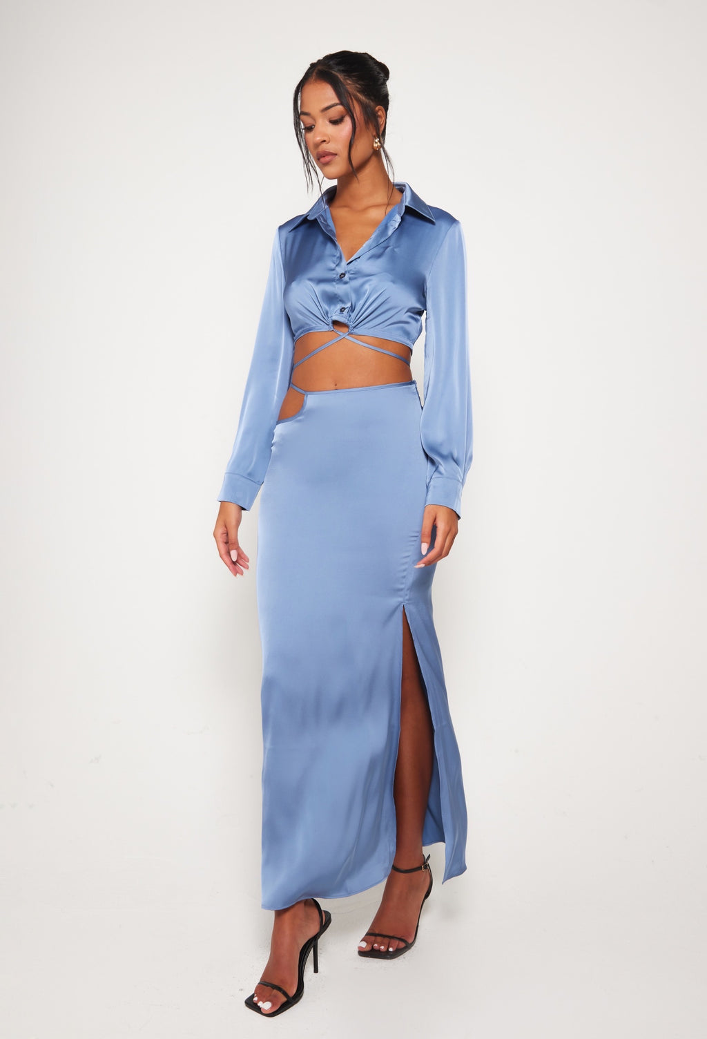 BLUE SATIN CO ORD