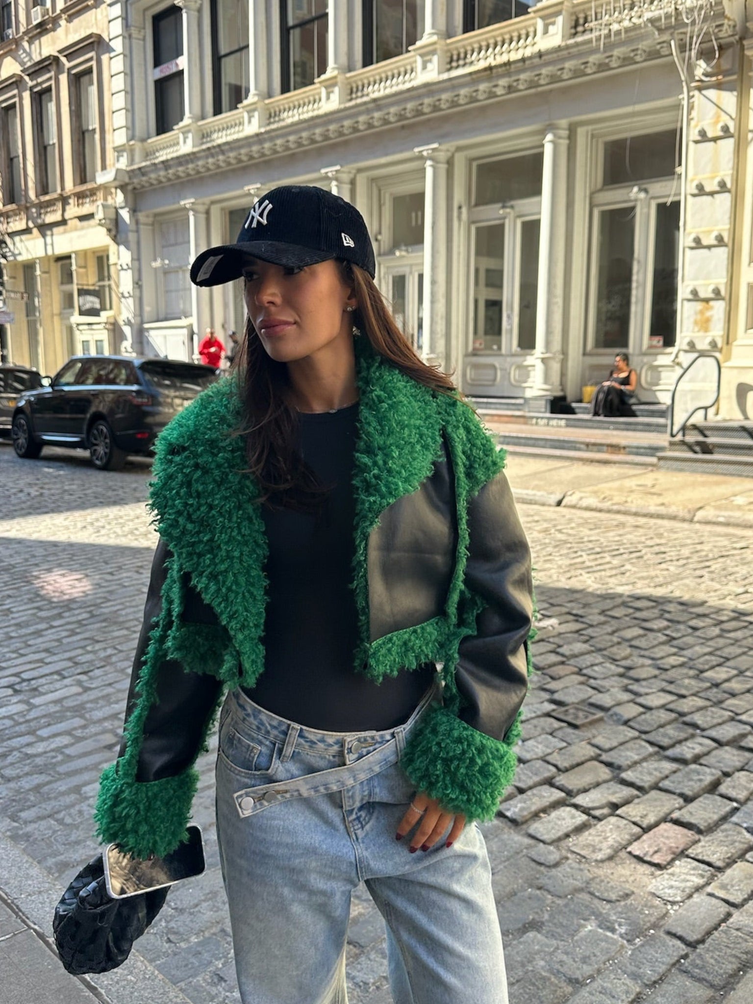 GREEN SHEARLING COAT