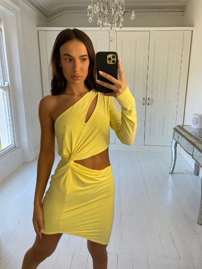 jersey yellow cut out dress size 8/10