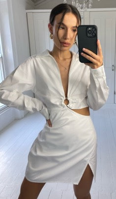 CUT OUT RING DETAIL SHIRT DRESS SIZE 8