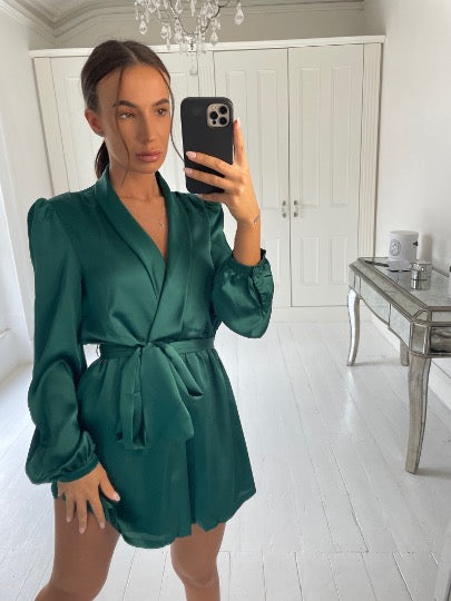 SATIN WRAP DRESS SIZE S, M AND L