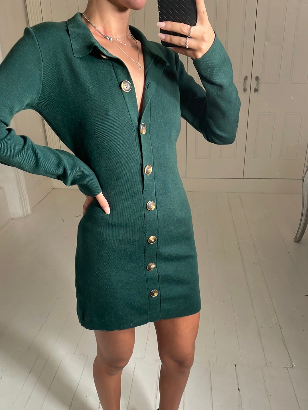 DARK GREEN KNIT DRESS SIZE 8